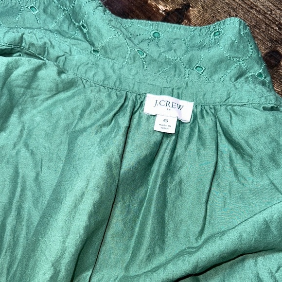 JCrew women’s Green Eyelet mini Button-Up Dress size 6 - Picture 13 of 14